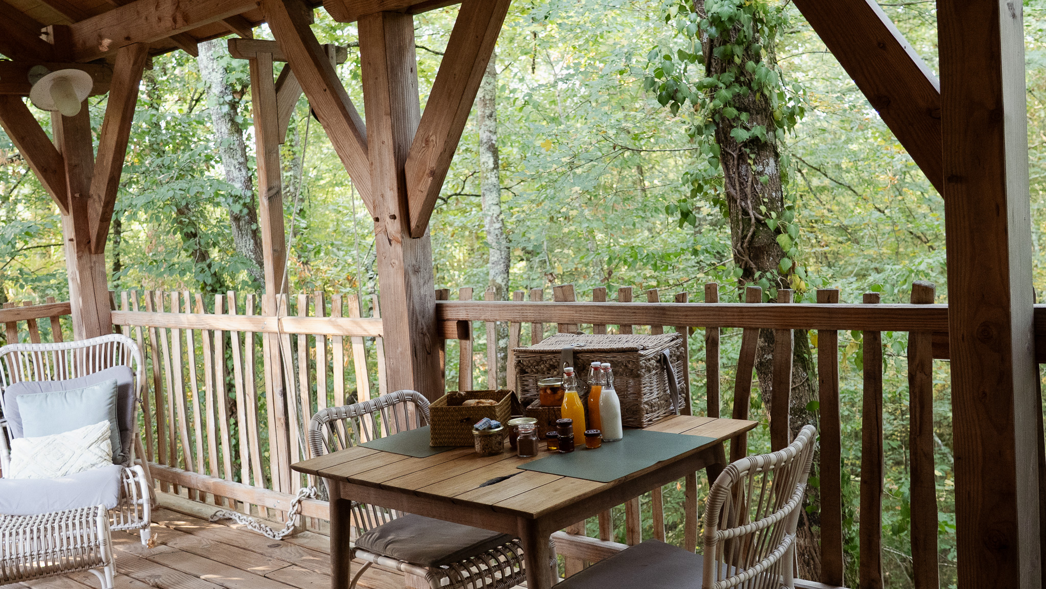 Lodge Natura & Spa — Cabane dans les arbres avec spa à 4m en Gironde à Gironde-sur-Dropt — vue depuis la terrasse