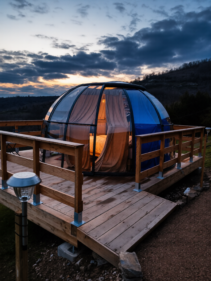 CHAMBRE DU SECRET — Bulle féérique avec spa à Rhône à Quincié-en-Beaujolais — vue intérieure
